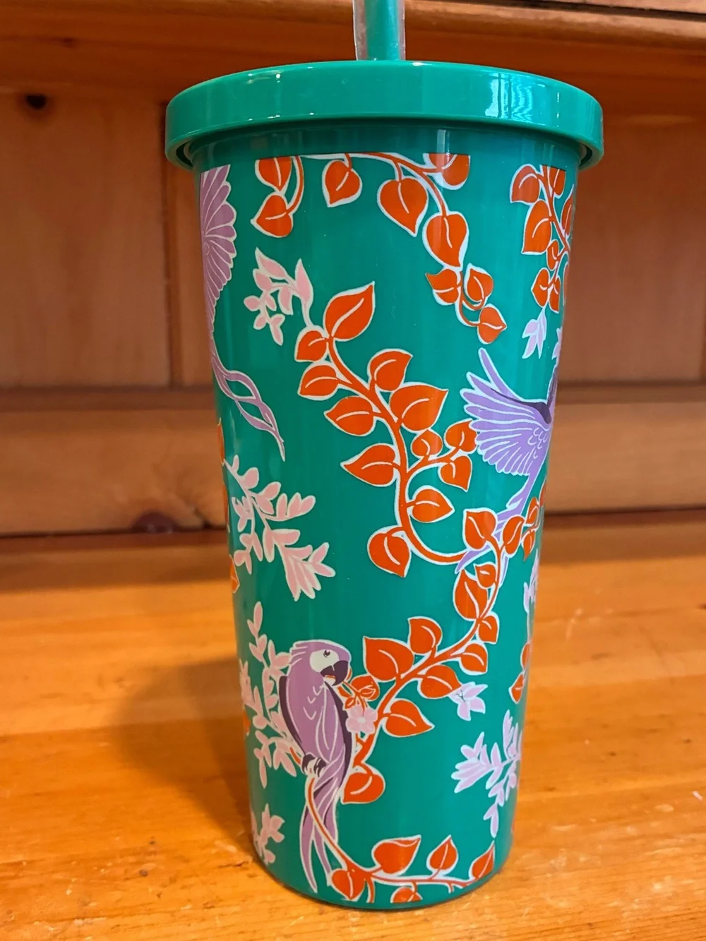 kate spade Bird Party Tumbler  with Floral  and Lavender Bird Design NWOT